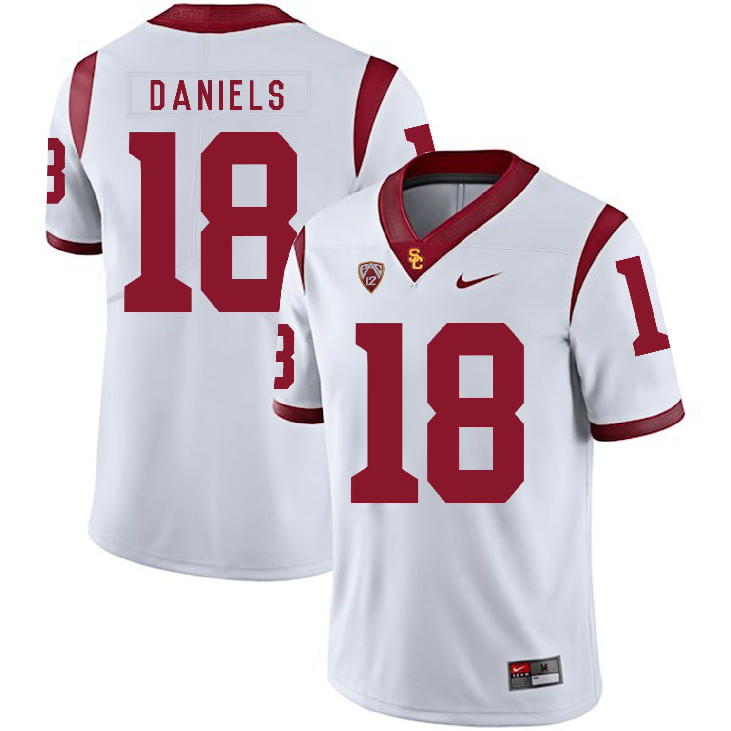 Men USC Trojans 18 Daniels White Customized NCAA Jerseys